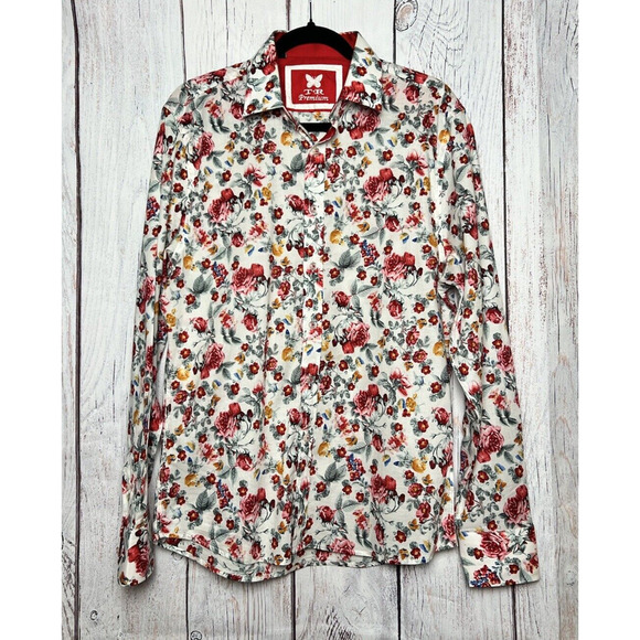 TR Premium Men’s Floral Button Up Dressy Casual Shirt Spring Summer Size L - Picture 1 of 7